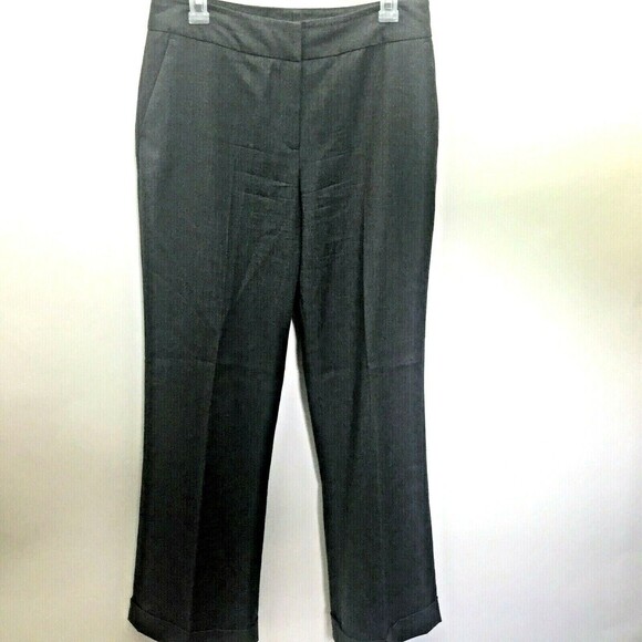 White+Warren Dress Trousers Women Size 10 Gray Wool Blend Flat Front Cuffed - Picture 1 of 7